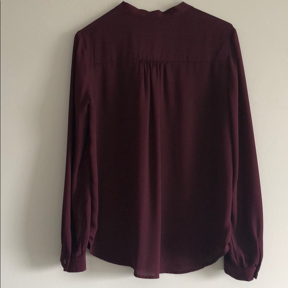 Forever 21 plum long sleeve blouse with neck tie - Picture 3 of 3